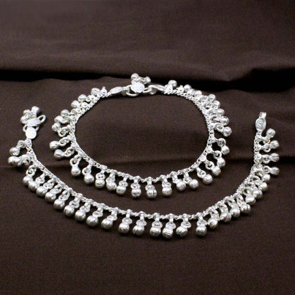 Anklets with Bells Solid Silver Kids foot Bracelet