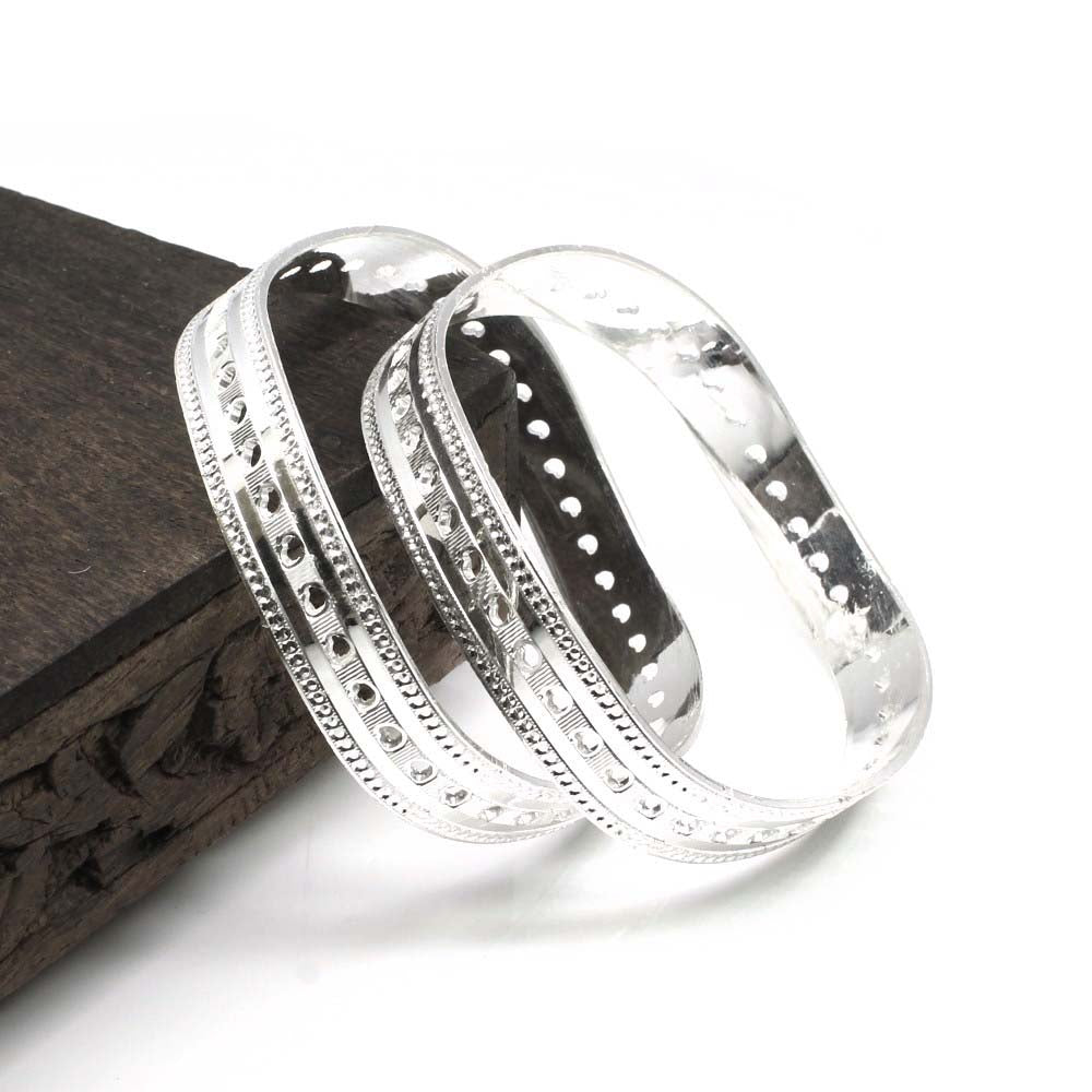 Indian Real Sterling Silver Women Bangles Bracelet (Kangan) Pair