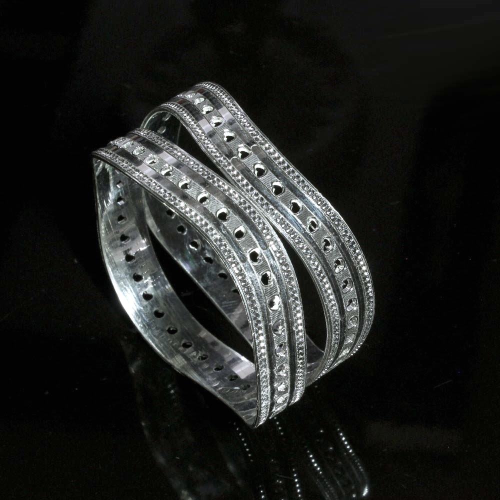 Indian Real Sterling Silver Women Bangles Bracelet (Kangan) Pair