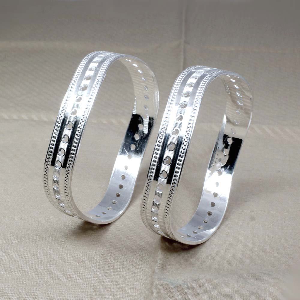 Indian Real Sterling Silver Women Bangles Bracelet (Kangan) Pair