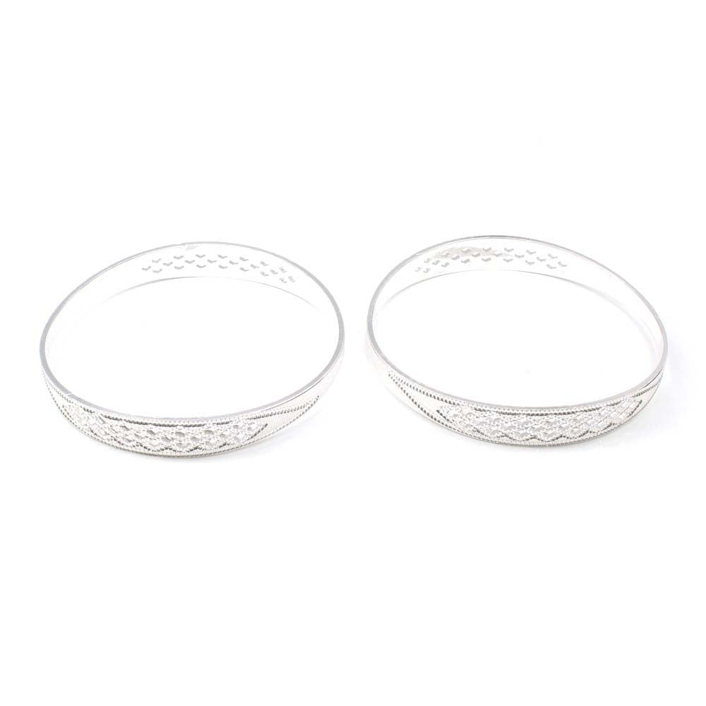 Indian Real Sterling Silver Women Bangles Bracelet (Kangan) Pair