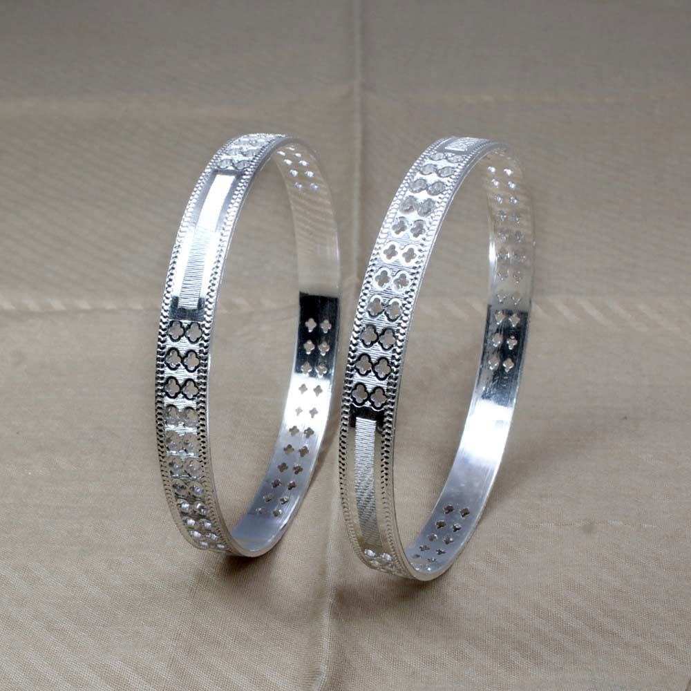 Indian Real Sterling Silver Women Bangles Bracelet (Kangan) Pair