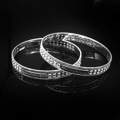 Indian Real Sterling Silver Women Bangles Bracelet (Kangan) Pair