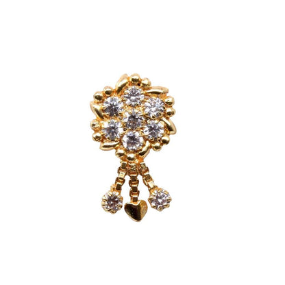 Gold Plated 18g Dangle Push Pin Nose Stud