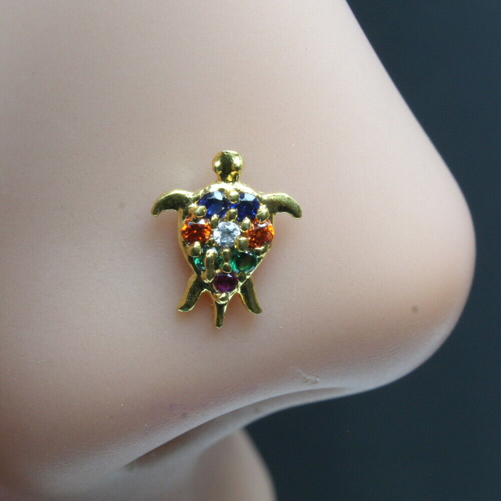 Turtle gold plated  Nose stud push pin