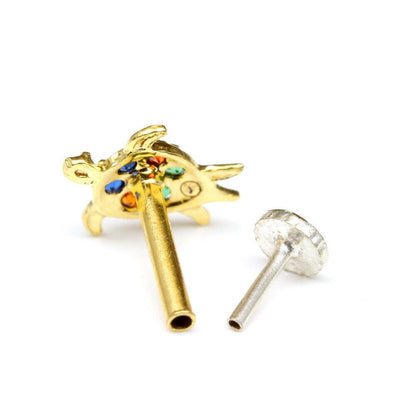 Turtle gold plated  Nose stud push pin