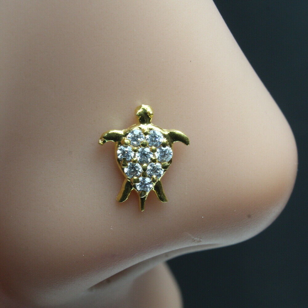 Turtle Ethnic gold plated nose stud