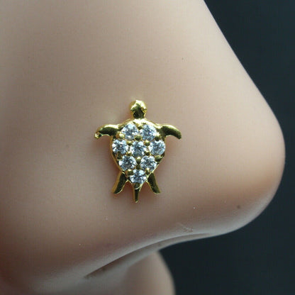 Turtle Ethnic gold plated nose stud