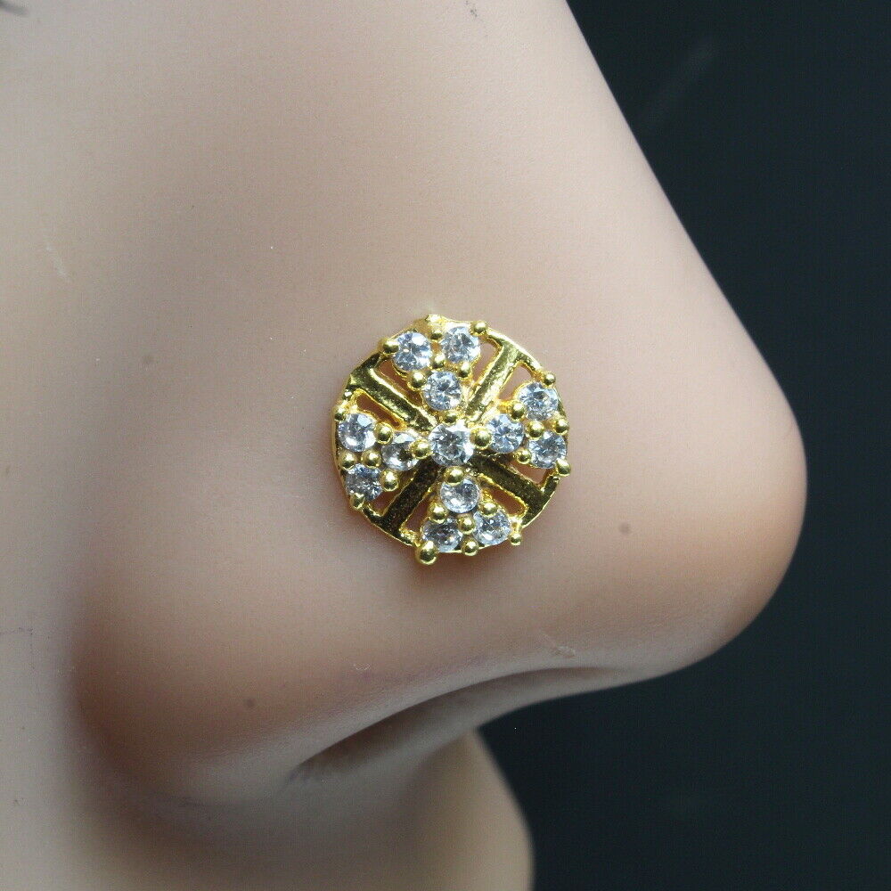 Gold Plated 22g Corkscrew Piercing Nose Stud