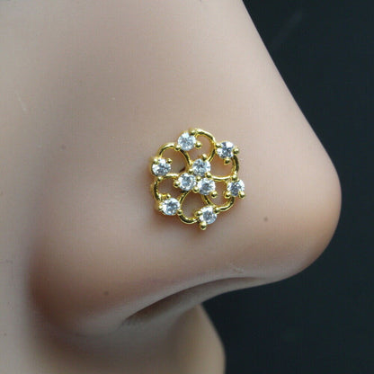 22g Gold Plated Corkscrew Piercing Nose Stud