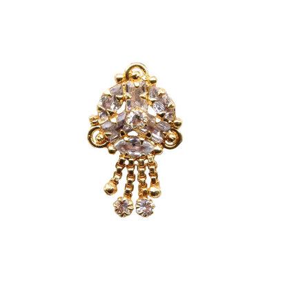 Dangle Gold Plated CZ Push Pin Nose Stud