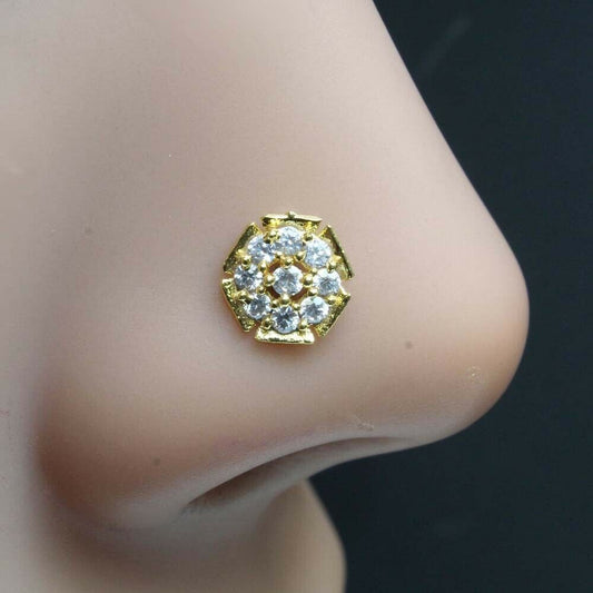 Gold Plated Corkscrew Piercing Nose Stud