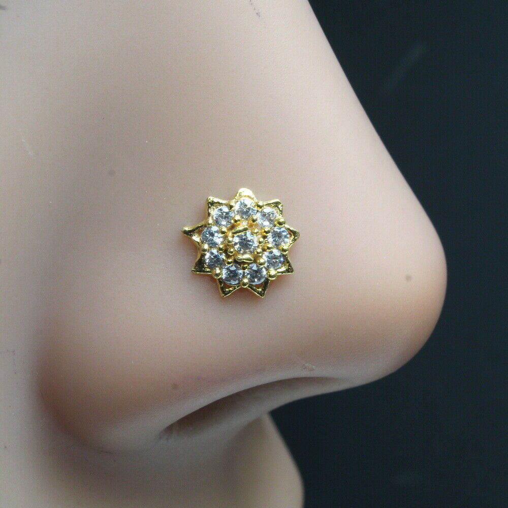 22g Gold Plated Corkscrew Piercing Nose Stud