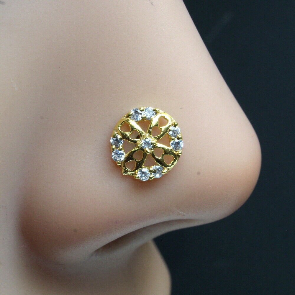 Gold Plated Corkscrew Piercing Nose Stud