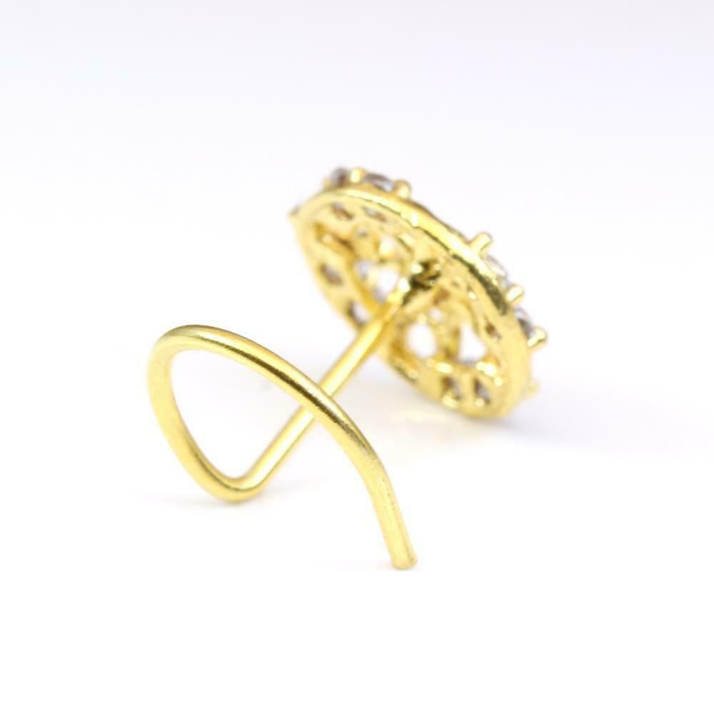 Gold Plated Corkscrew Piercing Nose Stud