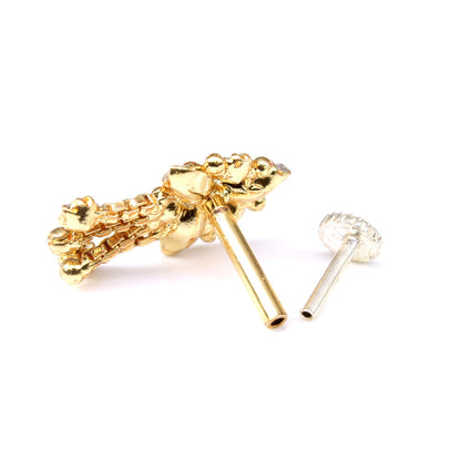 White CZ Fashion gold plated nose stud