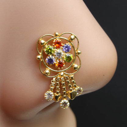 Big Fashion gold plated push pin nose stud