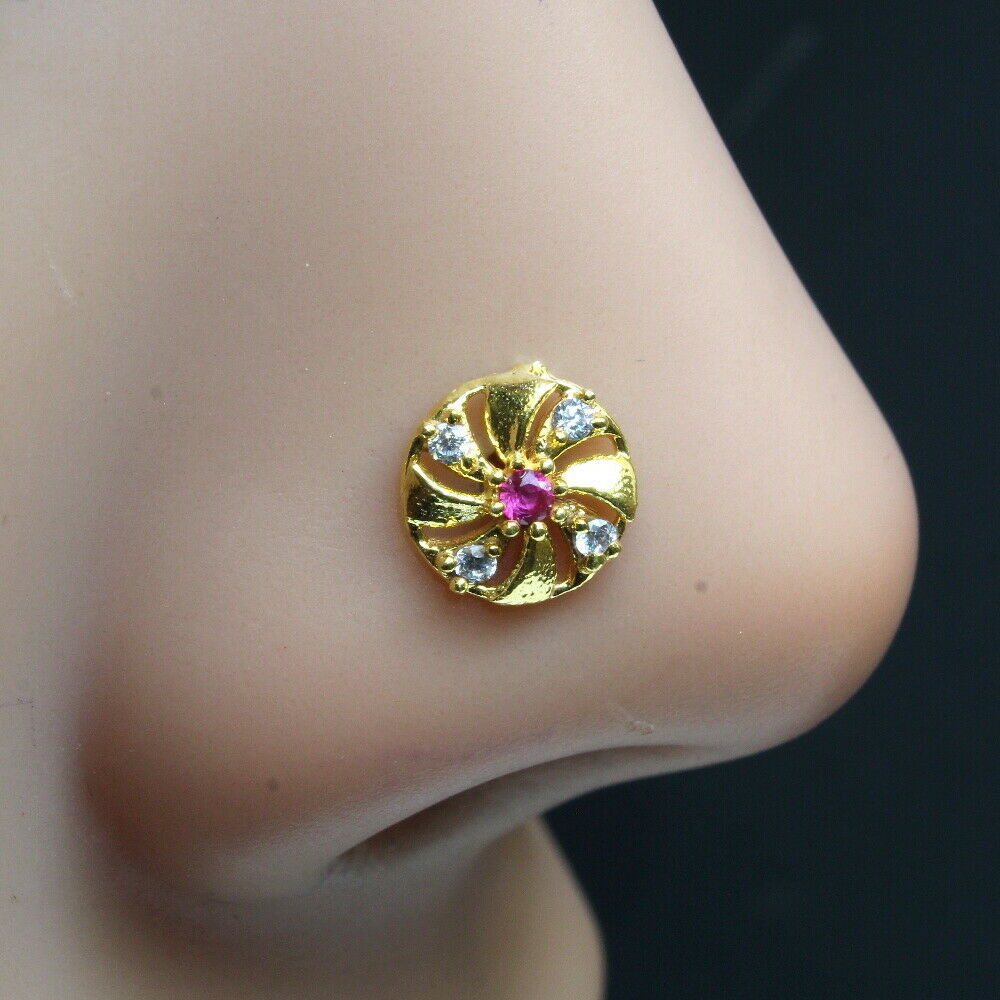 Gold Plated Corkscrew Piercing Nose Stud