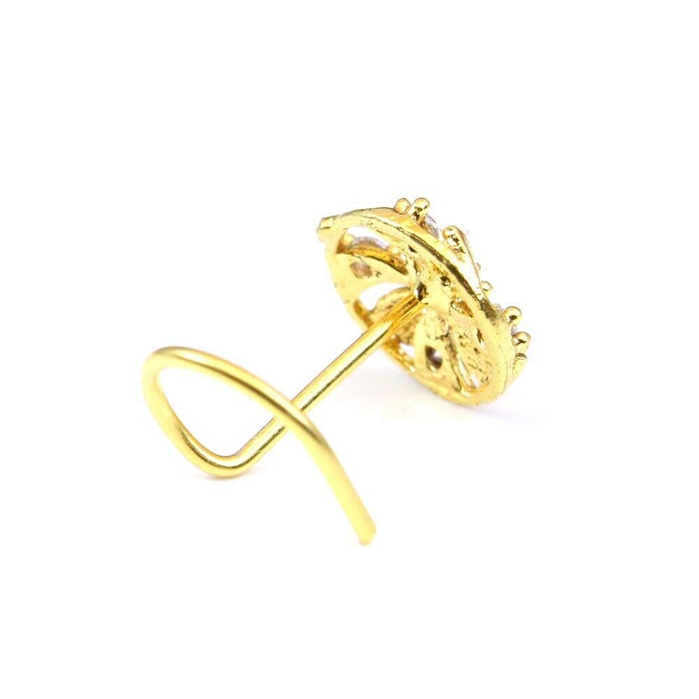 Gold Plated Corkscrew Piercing Nose Stud