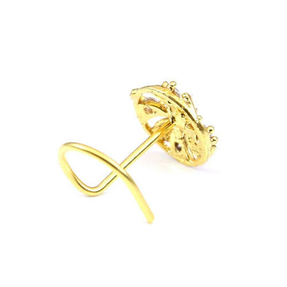 Gold Plated Corkscrew Piercing Nose Stud