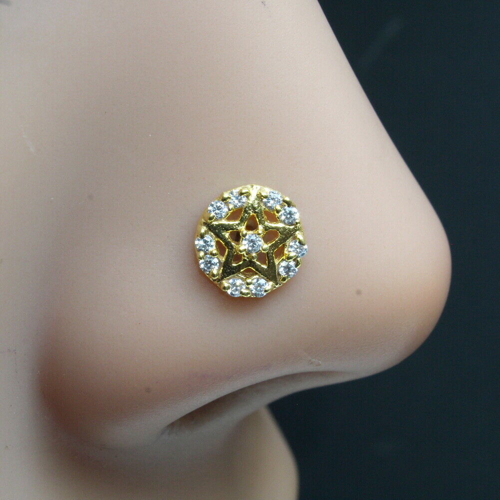 22g Gold Plated Corkscrew Piercing Nose Stud