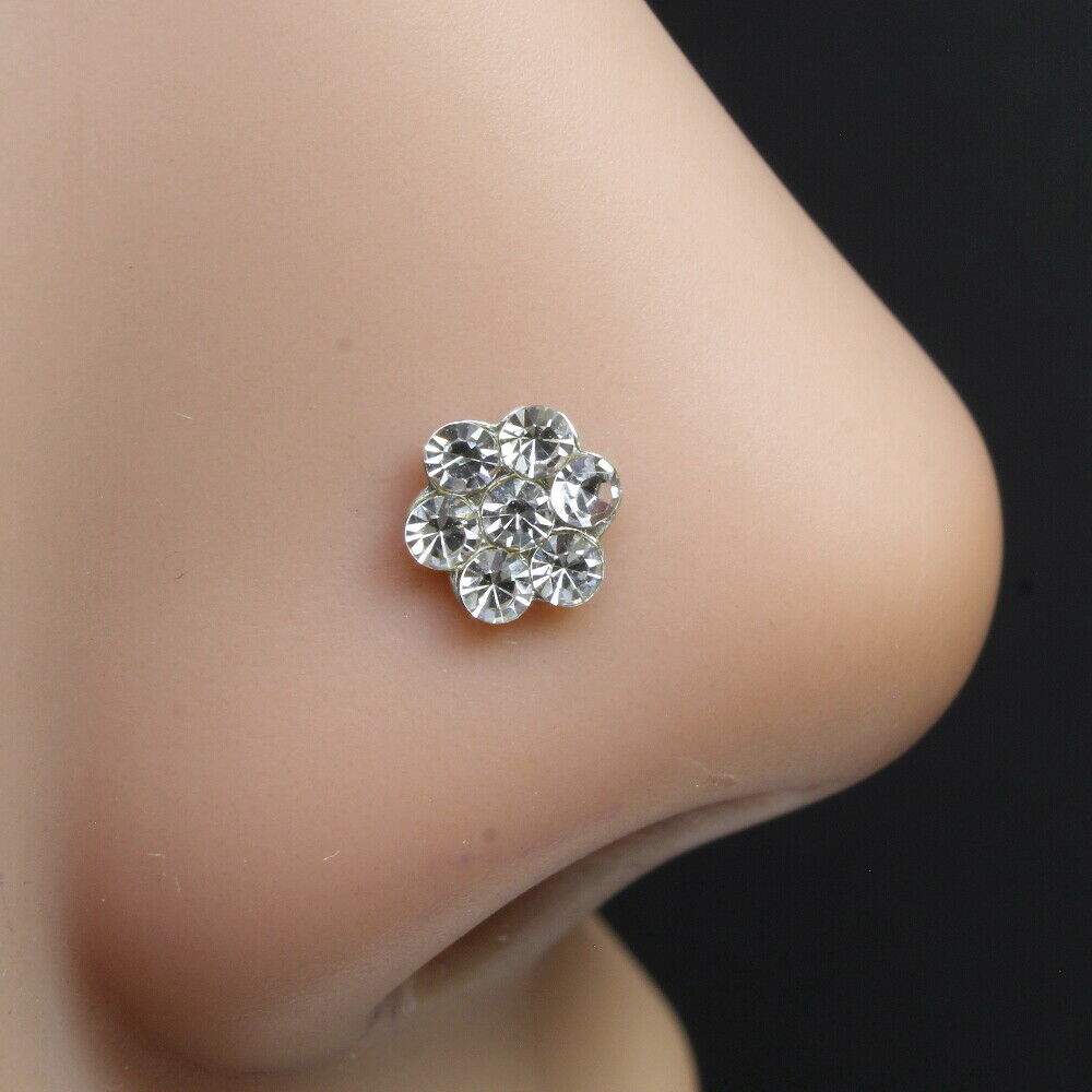 Party wear silver plated nose stud