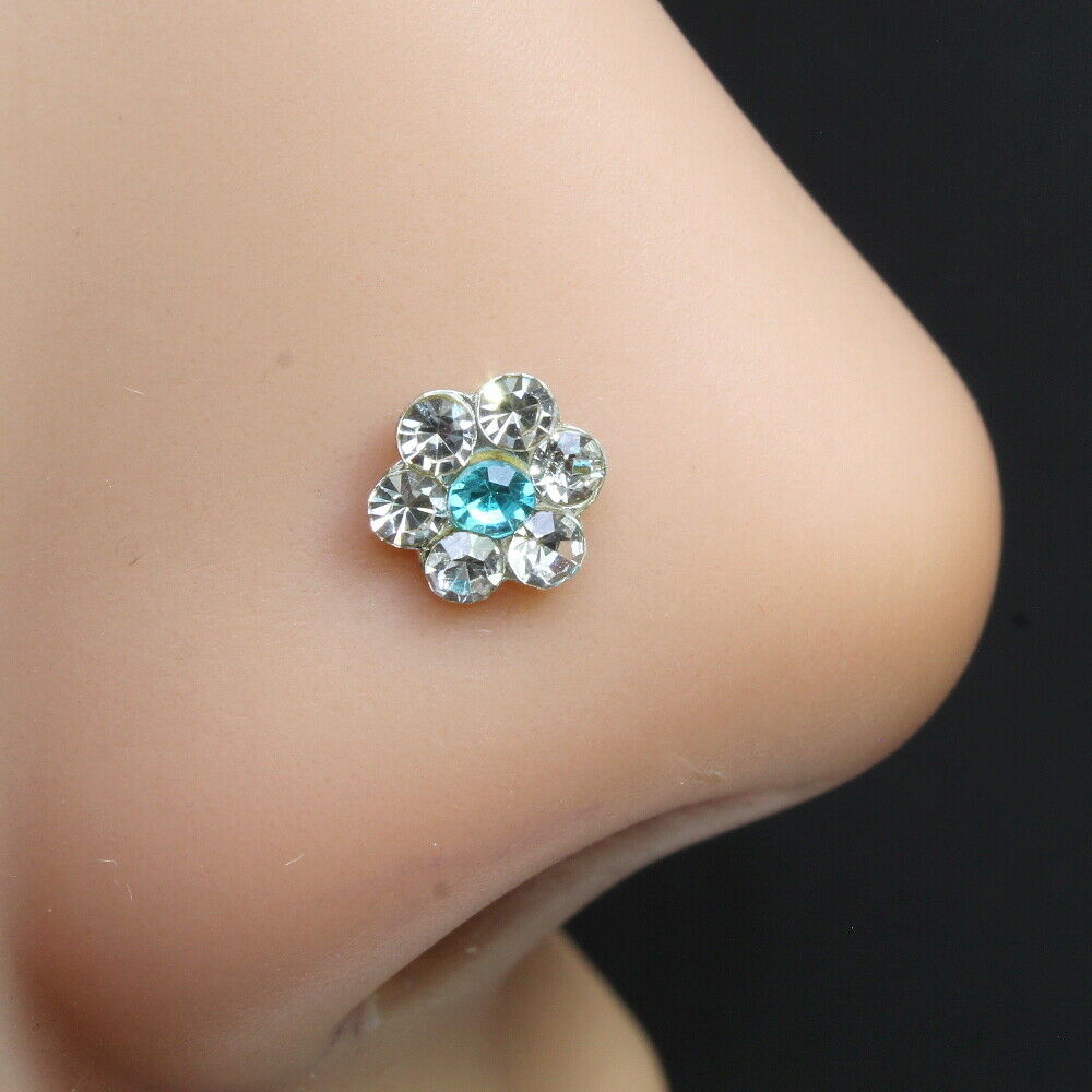 Silver Plated crystal Nose stud