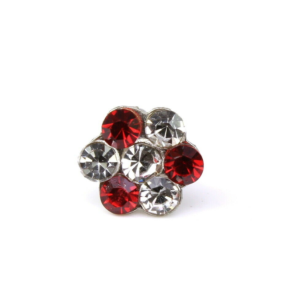 Stones studded Silver Plated push pin Nose stud