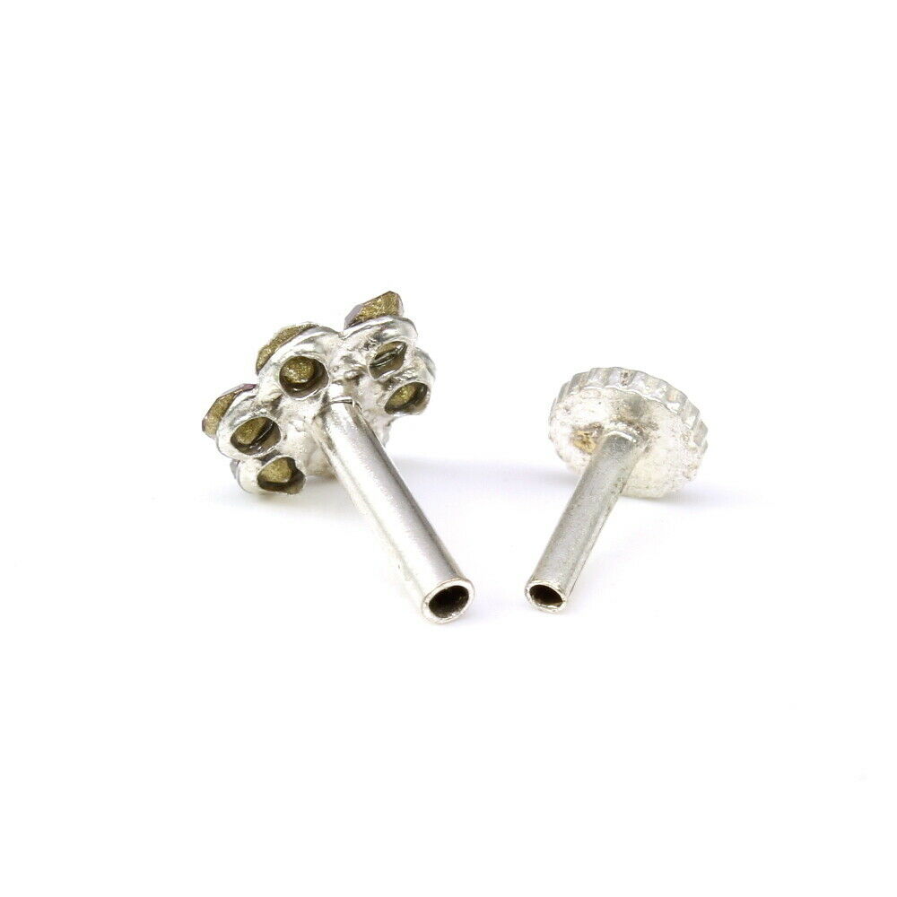 Stones studded Silver Plated push pin Nose stud