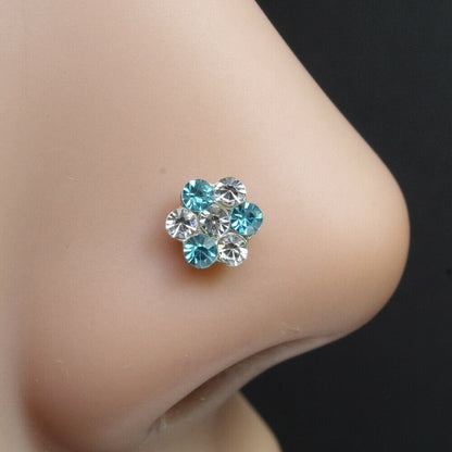 Silver Plated crystal  push pin Nose stud