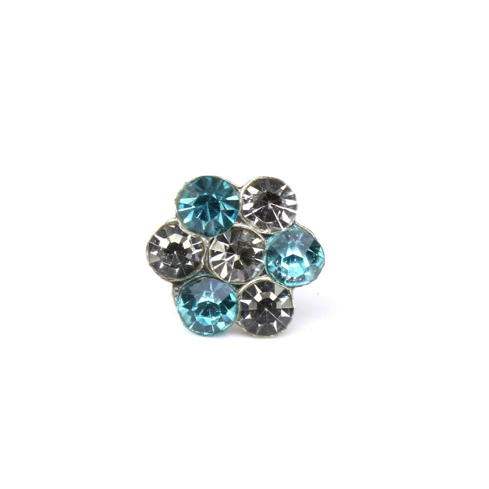 Silver Plated crystal  push pin Nose stud