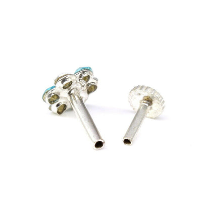 Silver Plated crystal  push pin Nose stud