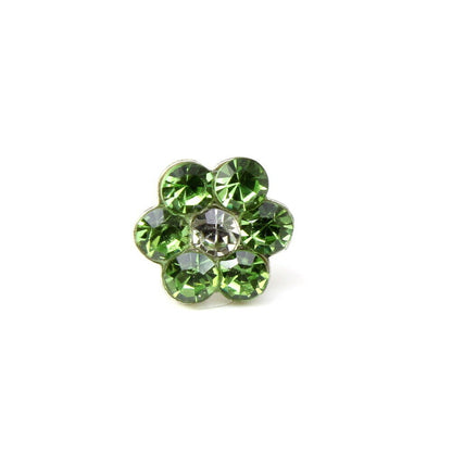 18g Silver Plated Green white Nose stud push pin