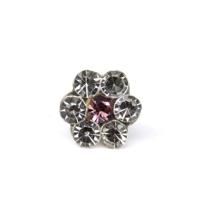 Silver Plated crystal Piercing Nose stud push pin