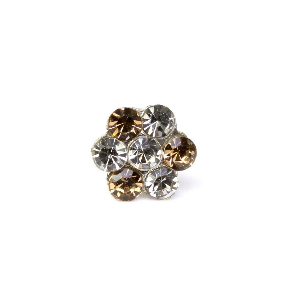 Floral Silver Plated Push Pin Nose Stud