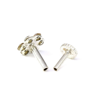 Floral Silver Plated Push Pin Nose Stud