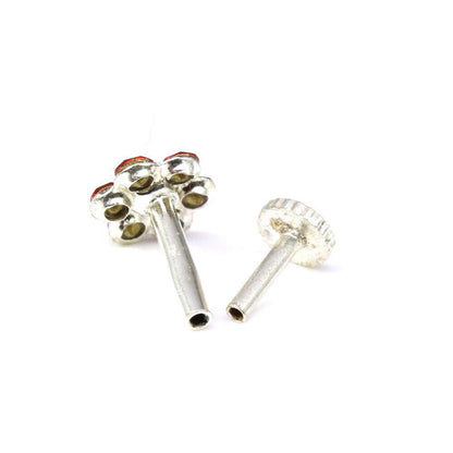 Silver Plated Piercing Nose stud push pin 18g