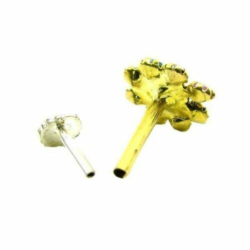 Nose Stud Pin Solid Real 14k Yellow Gold with push pin