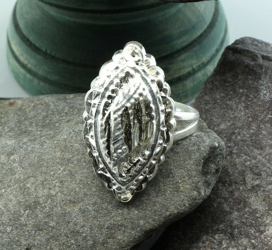 Ethnic  Long ship Design sterling silver ring for women