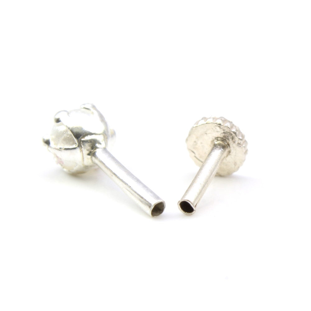 Silver Nose Pin for women with Push pin