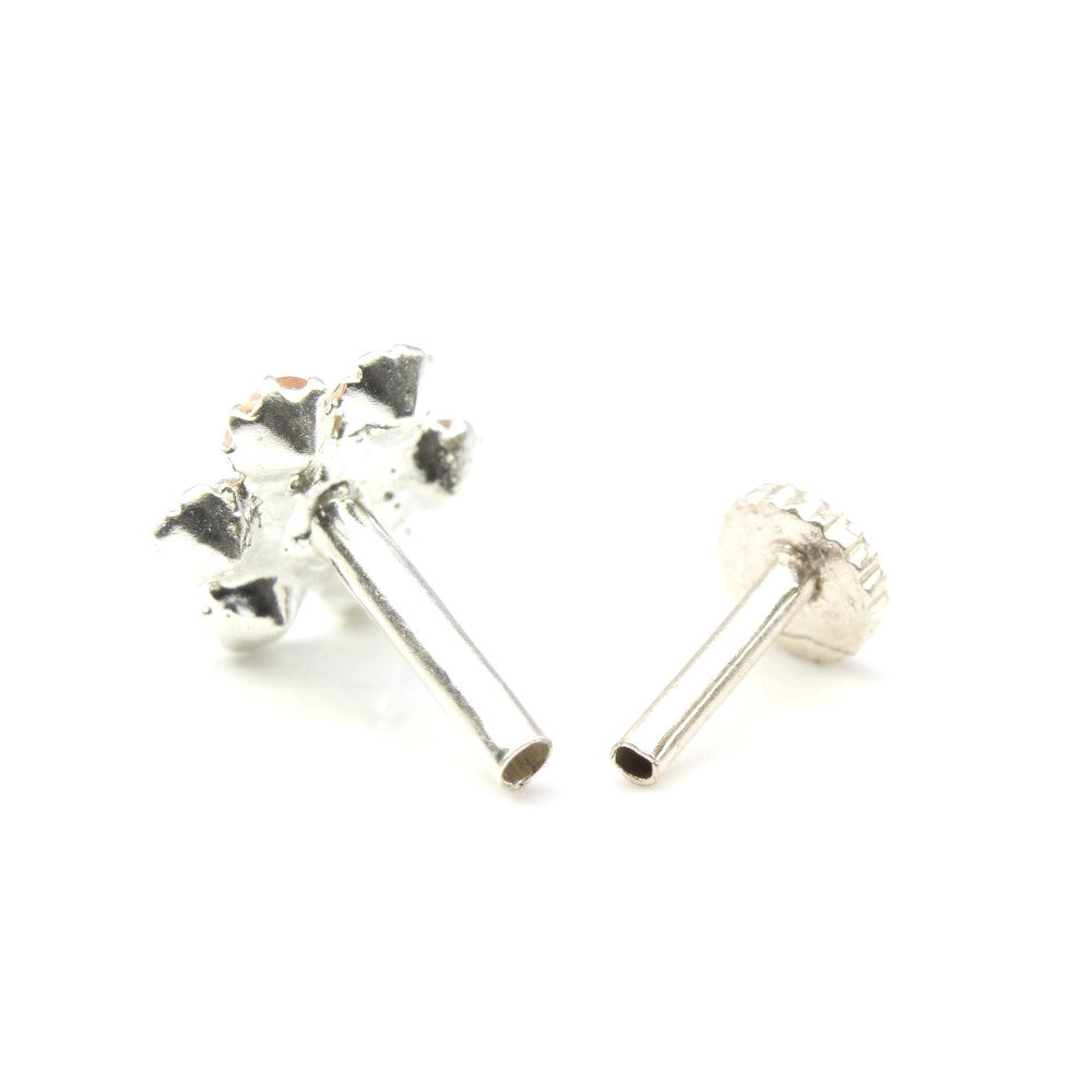 Silver Nose Pin for women with Push pin 