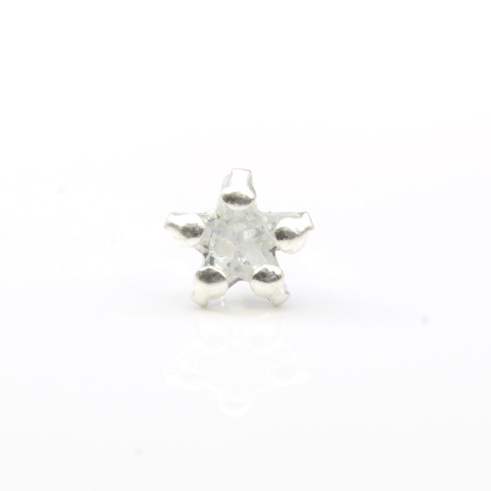 Star Shape Nose pin with single white stone 