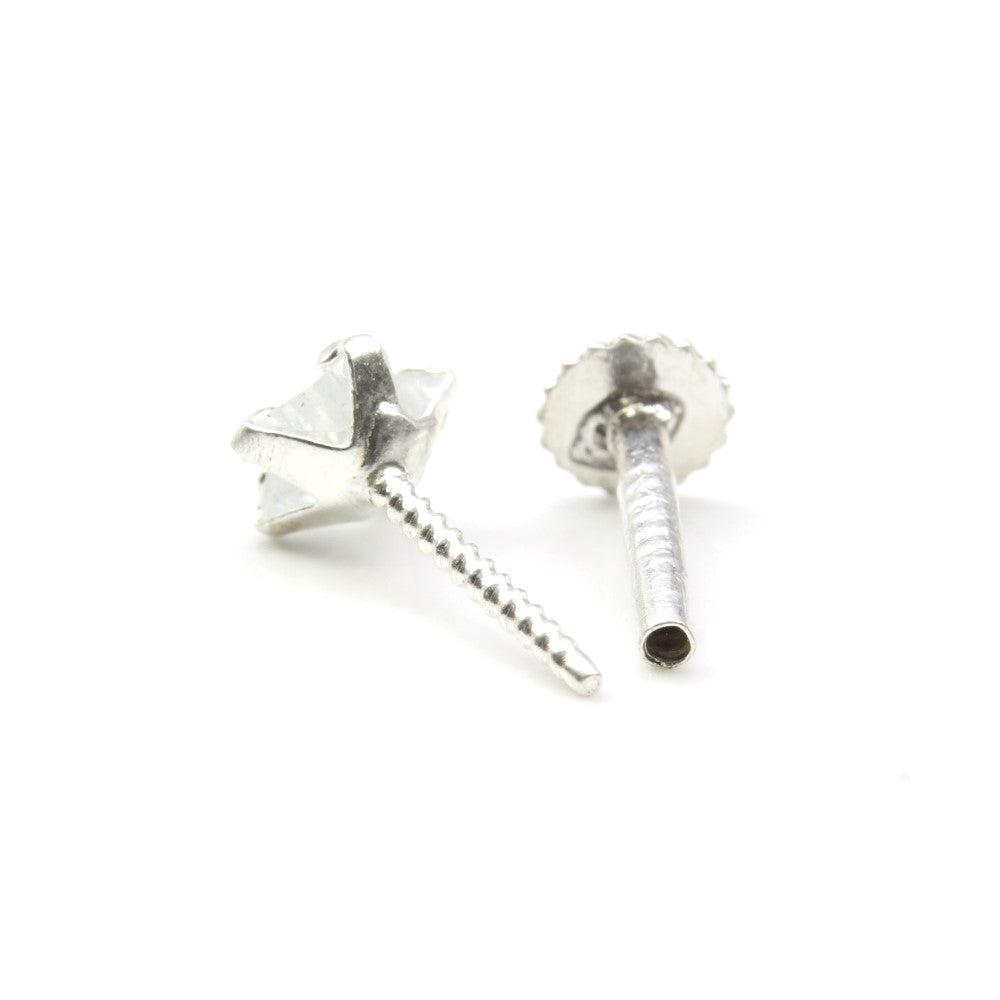 Silver Nose Pin for women with screw pin