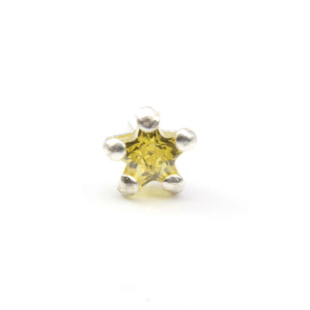 Star Shape Nose pin with single stone 