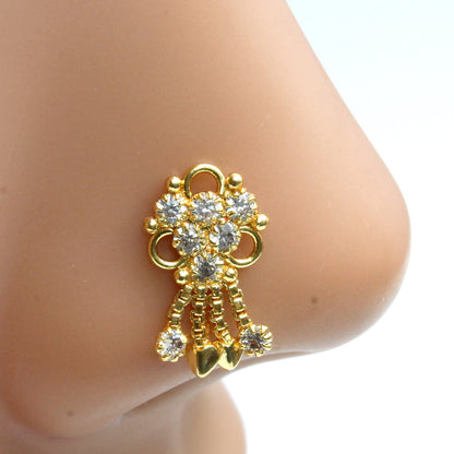 Party wear gold plated nose stud 18g
