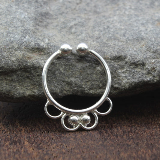 Ethnic Silver Piercing Septum Nose Ring Indian tribal style