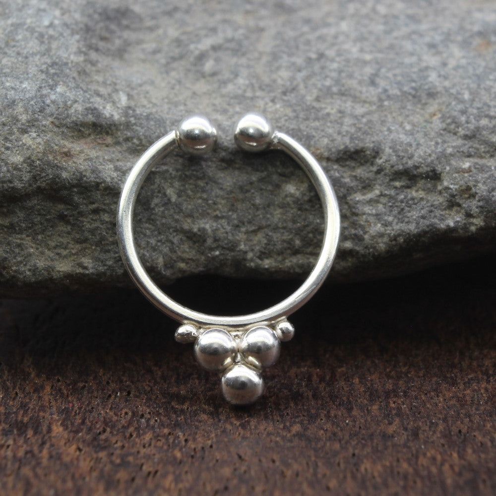 Traditional Real 925 Silver Piercing Septum Nose Ring Indian tribal style