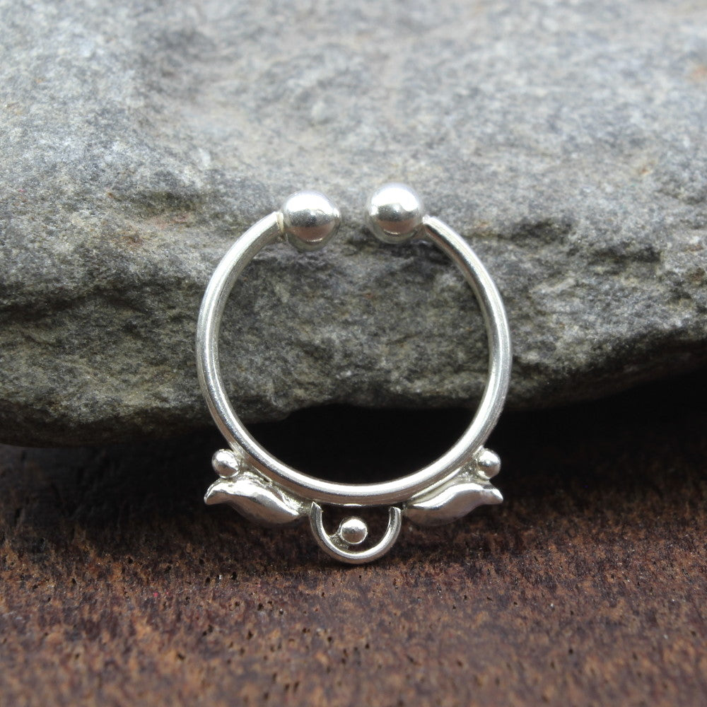 Indian Tribal style Real Solid Silver Piercing Septum Nose Ring 