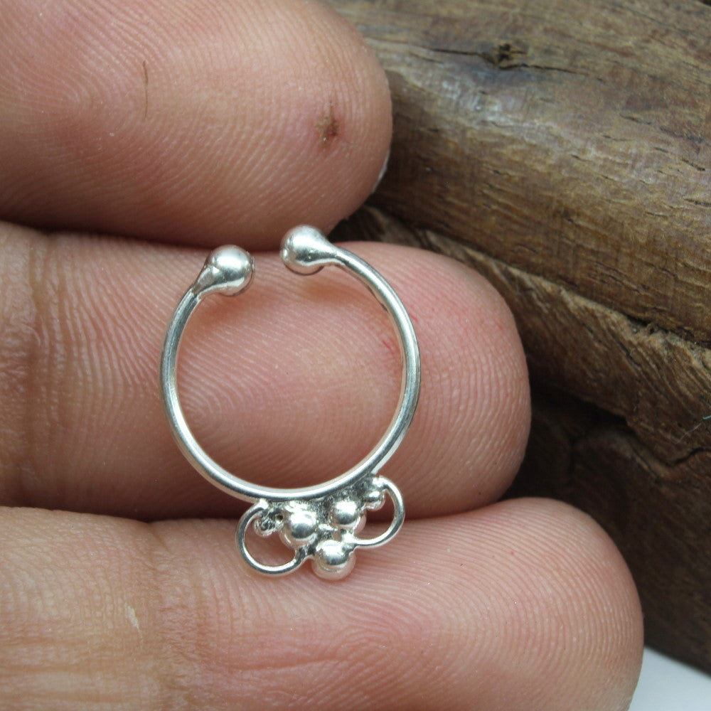 Real silver sales septum ring