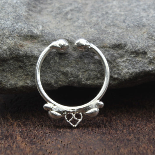 Traditional Handmade style Real Solid Silver Septum Nose Ring 